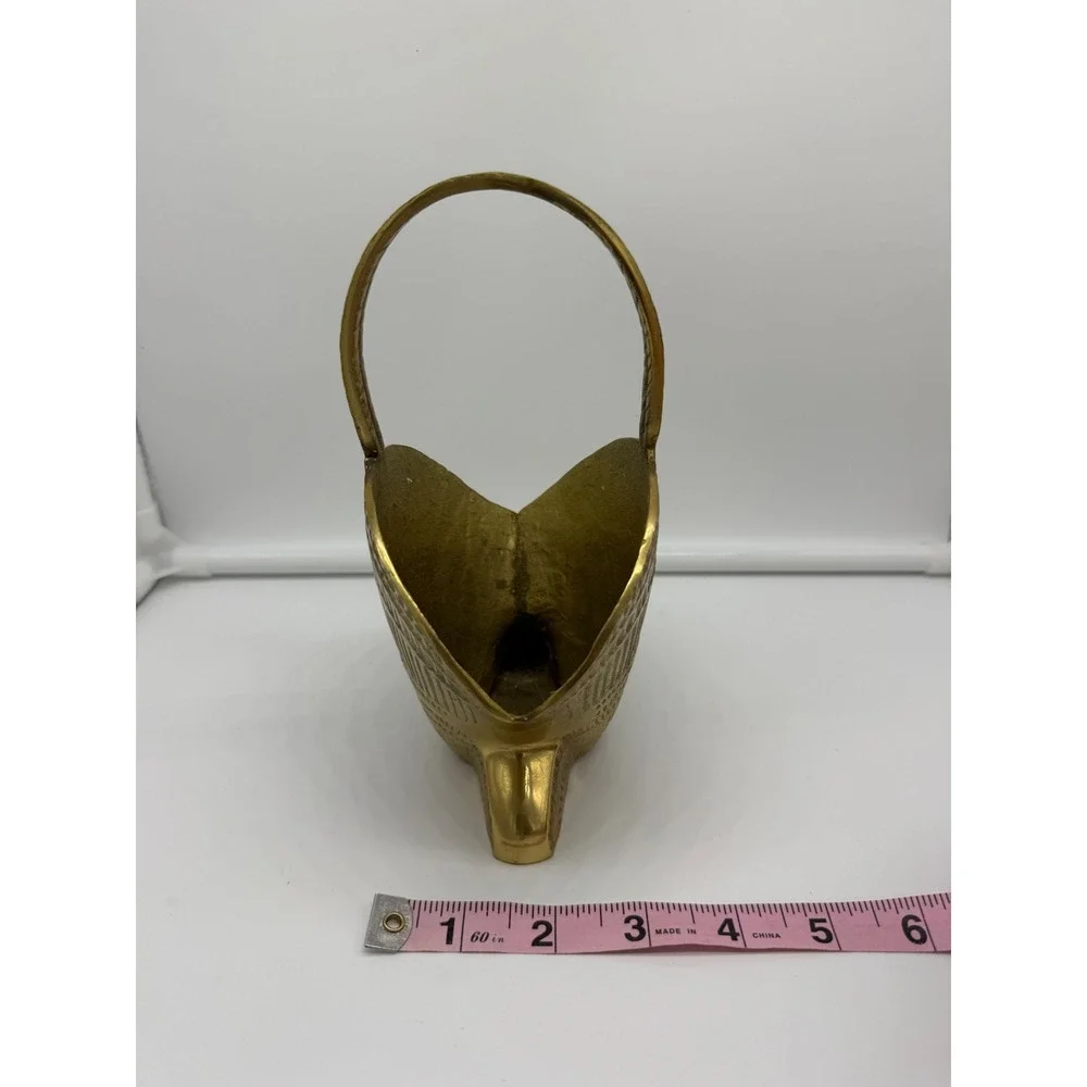 Vintage Brass Clamshell Basket With Handle Regencycore MCM‎ Decor